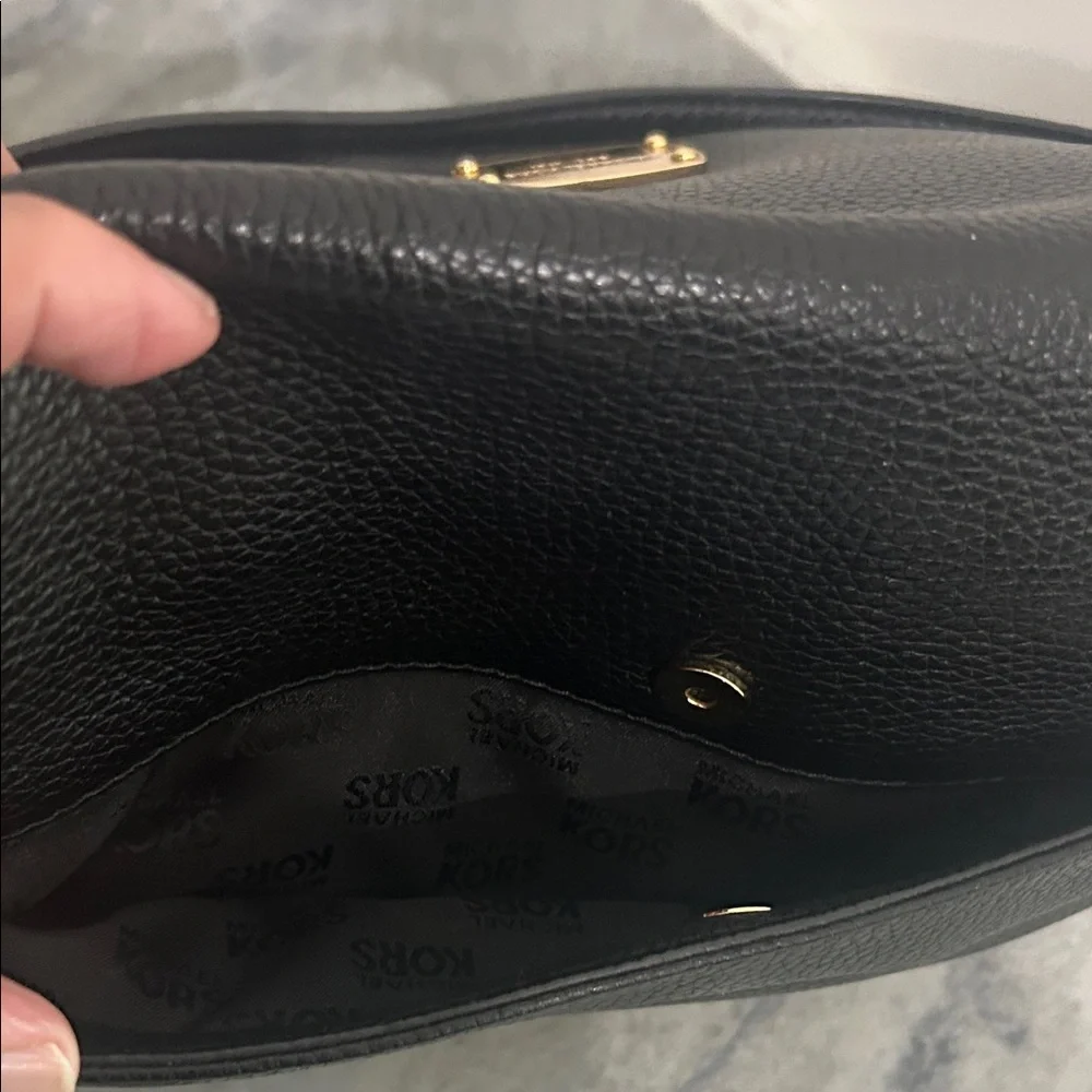Michael Kors Black Pebbled Leather Crossbody with Gold Hardware - Picture 7 of 16